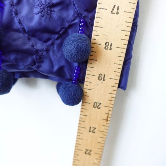 Blue Navy Down Jacket Women Large Packable Western Pom Pom Italy NWT ASPESI $565 - Picture 7 of 14